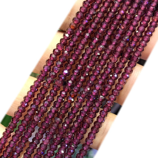 CRB384 Grade A Garnet Beads Faceted Rondelle 2x3mm 15" Strand