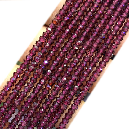 CRB385 Grade A Garnet Beads Faceted Rondelle 3x4mm 15" Strand