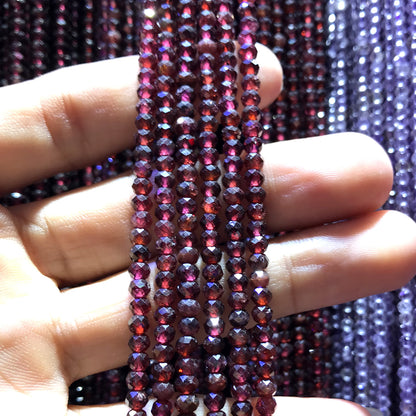 CRB386 Grade AB Garnet Beads Faceted Rondelle 2x3mm 15" Strand