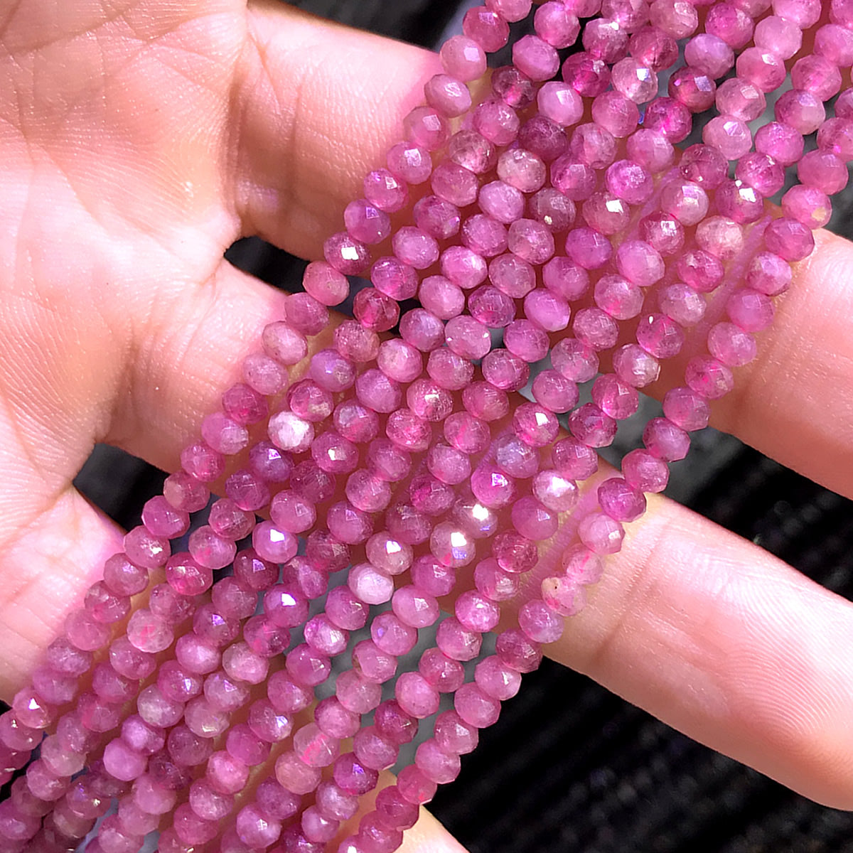 CRB388 Pink Tourmaline Beads Faceted Rondelle 2x3mm 15" Strand