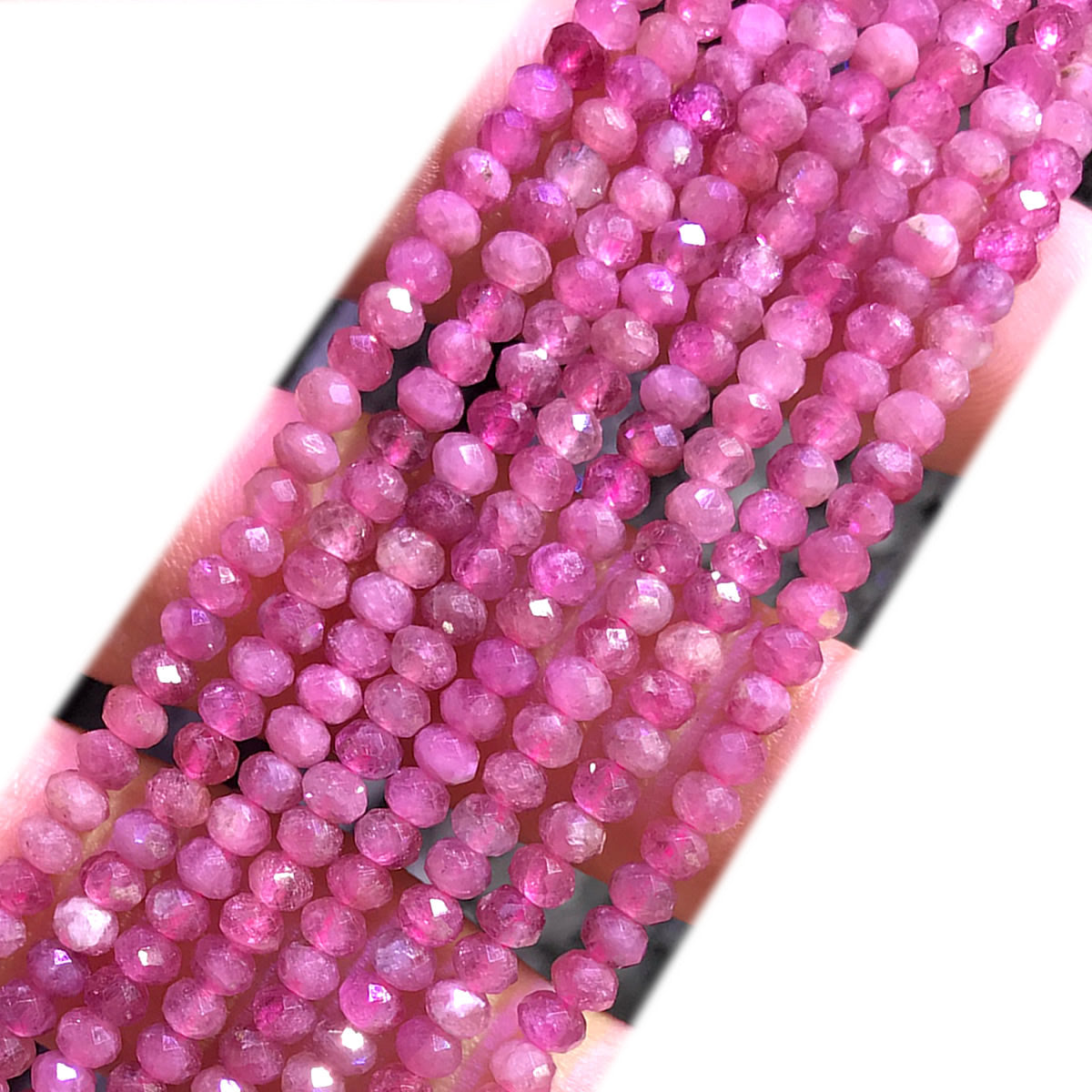 CRB389 Pink Tourmaline Beads Faceted Rondelle 3x4mm 15" Strand