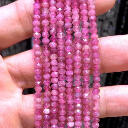 CRB389 Pink Tourmaline Beads Faceted Rondelle 3x4mm 15" Strand