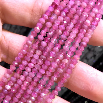 CRB389 Pink Tourmaline Beads Faceted Rondelle 3x4mm 15" Strand