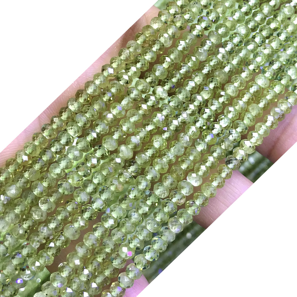 CRB39 Peridot Gemstone Beads Faceted Rondelle 2.5x4mm 15" Strand