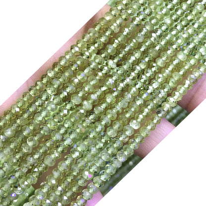 CRB39 Peridot Gemstone Beads Faceted Rondelle 2.5x4mm 15" Strand