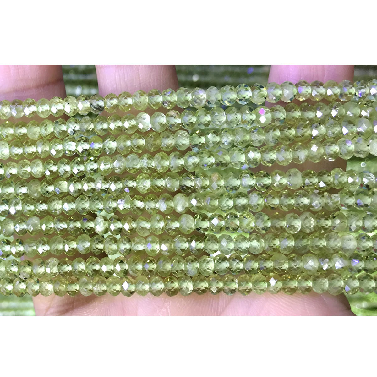 CRB39 Peridot Gemstone Beads Faceted Rondelle 2.5x4mm 15" Strand