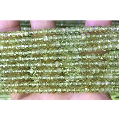 CRB39 Peridot Gemstone Beads Faceted Rondelle 2.5x4mm 15" Strand