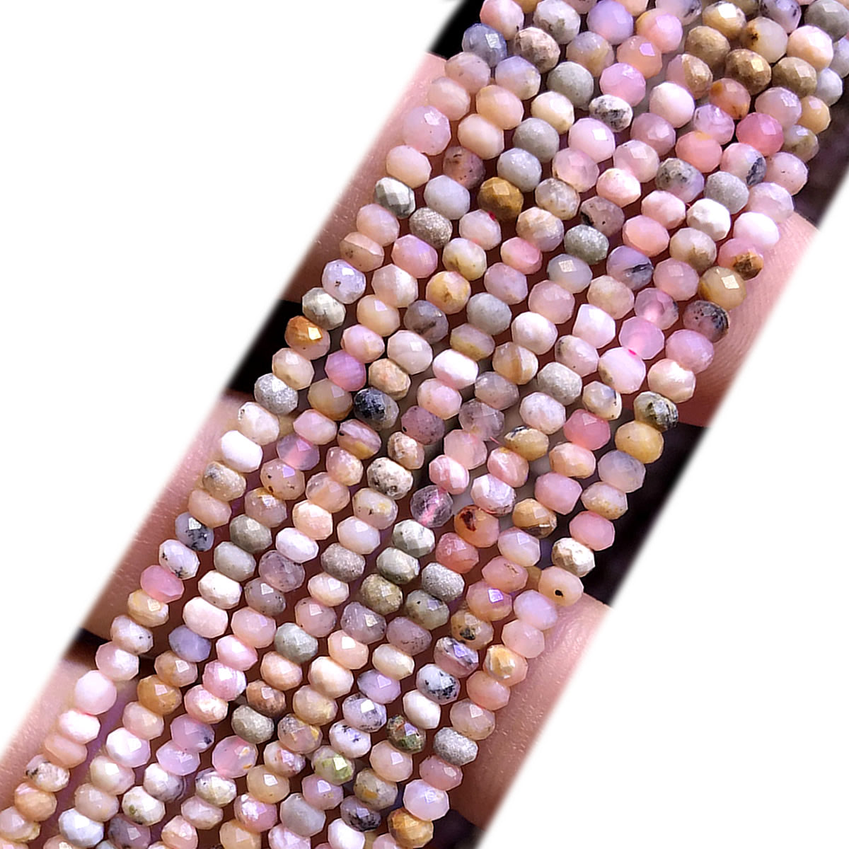 CRB390 Grade AB Pink Opal Beads Faceted Rondelle 2x3mm 15" Strand