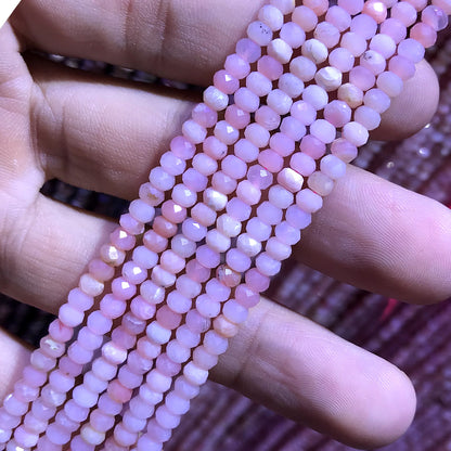 CRB392 Grade A Pink Opal Beads Faceted Rondelle 2x3mm 15" Strand