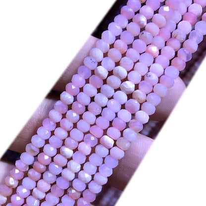 CRB393 Grade A Pink Opal Beads Faceted Rondelle 3x4mm 15" Strand