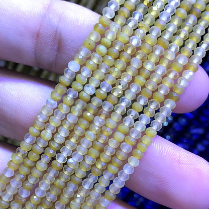 CRB394 Yellow Opal Gemstone Beads Faceted Rondelle 2x3mm 15" Strand