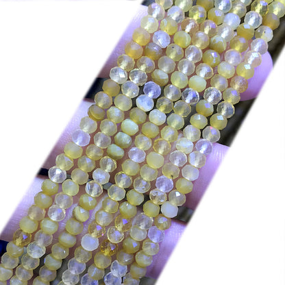 CRB395 Yellow Opal Gemstone Beads Faceted Rondelle 3x4mm 15" Strand