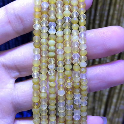 CRB395 Yellow Opal Gemstone Beads Faceted Rondelle 3x4mm 15" Strand