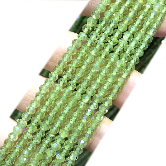 CRB397 Peridot Gemstone Beads Faceted Rondelle 3x4mm 15" Strand