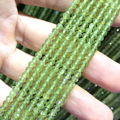 CRB397 Peridot Gemstone Beads Faceted Rondelle 3x4mm 15" Strand