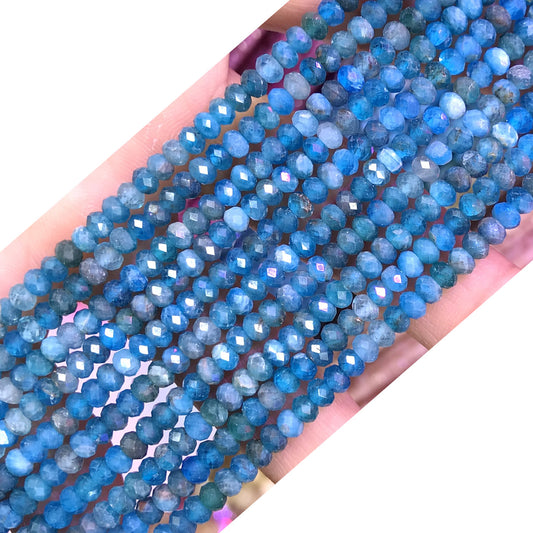 CRB42 Apatite Gemstone Beads Faceted Rondelle 2.5x4mm 15" Strand