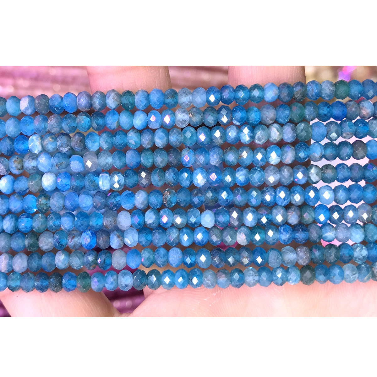 CRB42 Apatite Gemstone Beads Faceted Rondelle 2.5x4mm 15" Strand