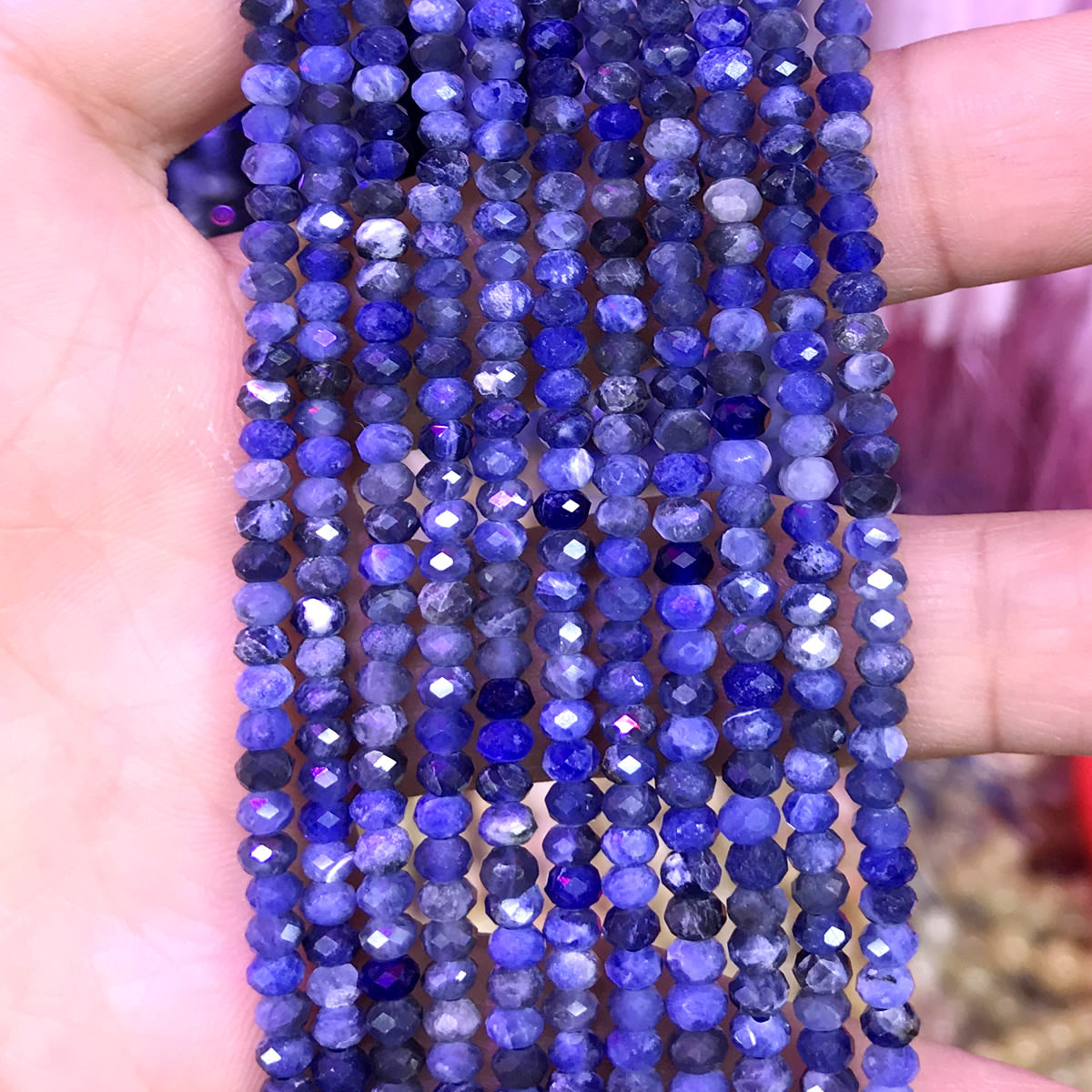 CRB44 Sodalite Gemstone Beads Faceted Rondelle 2.5x4mm 15" Strand