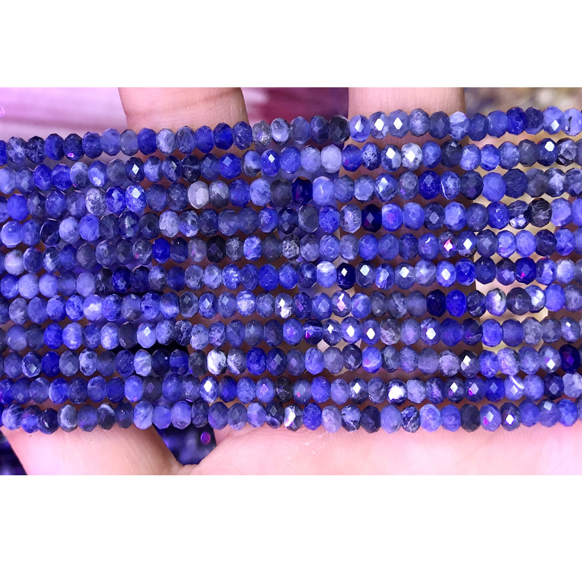 CRB44 Sodalite Gemstone Beads Faceted Rondelle 2.5x4mm 15" Strand