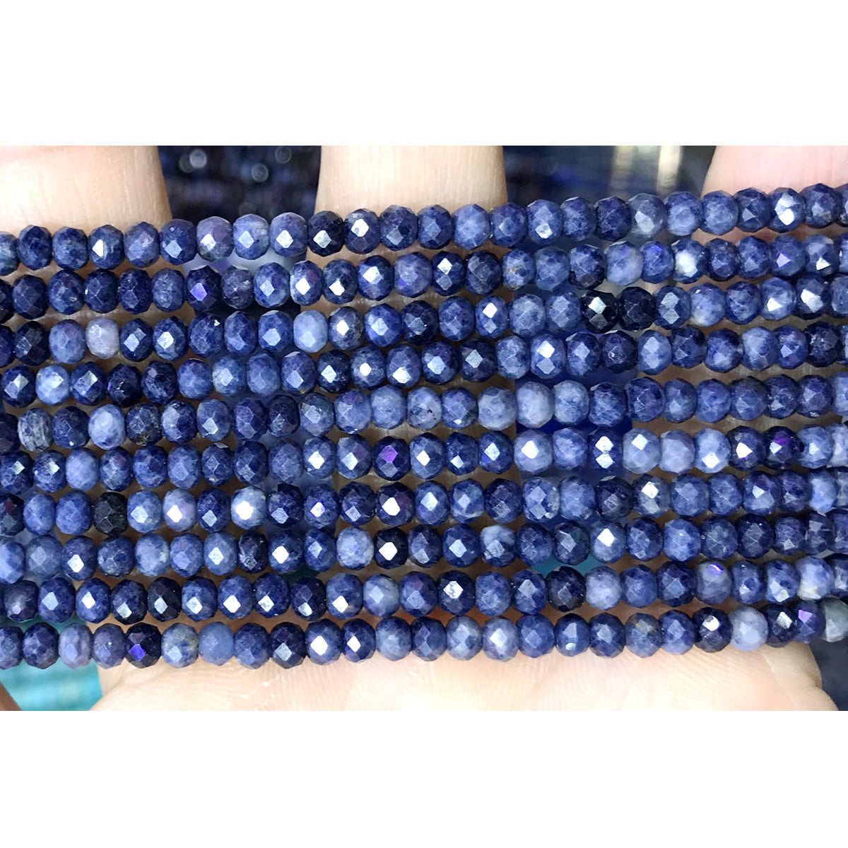 CRB46 Sapphire Gemstone Beads Faceted Rondelle 2.5x4mm 15" Strand