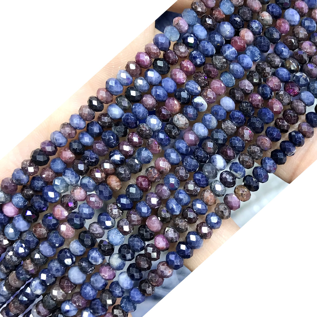 CRB47 Ruby & Sapphire Beads Faceted Rondelle 2.5x4mm 15" Strand