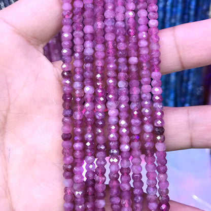 CRB48 Pink Tourmaline Beads Faceted Rondelle 2.5x4mm 15" Strand