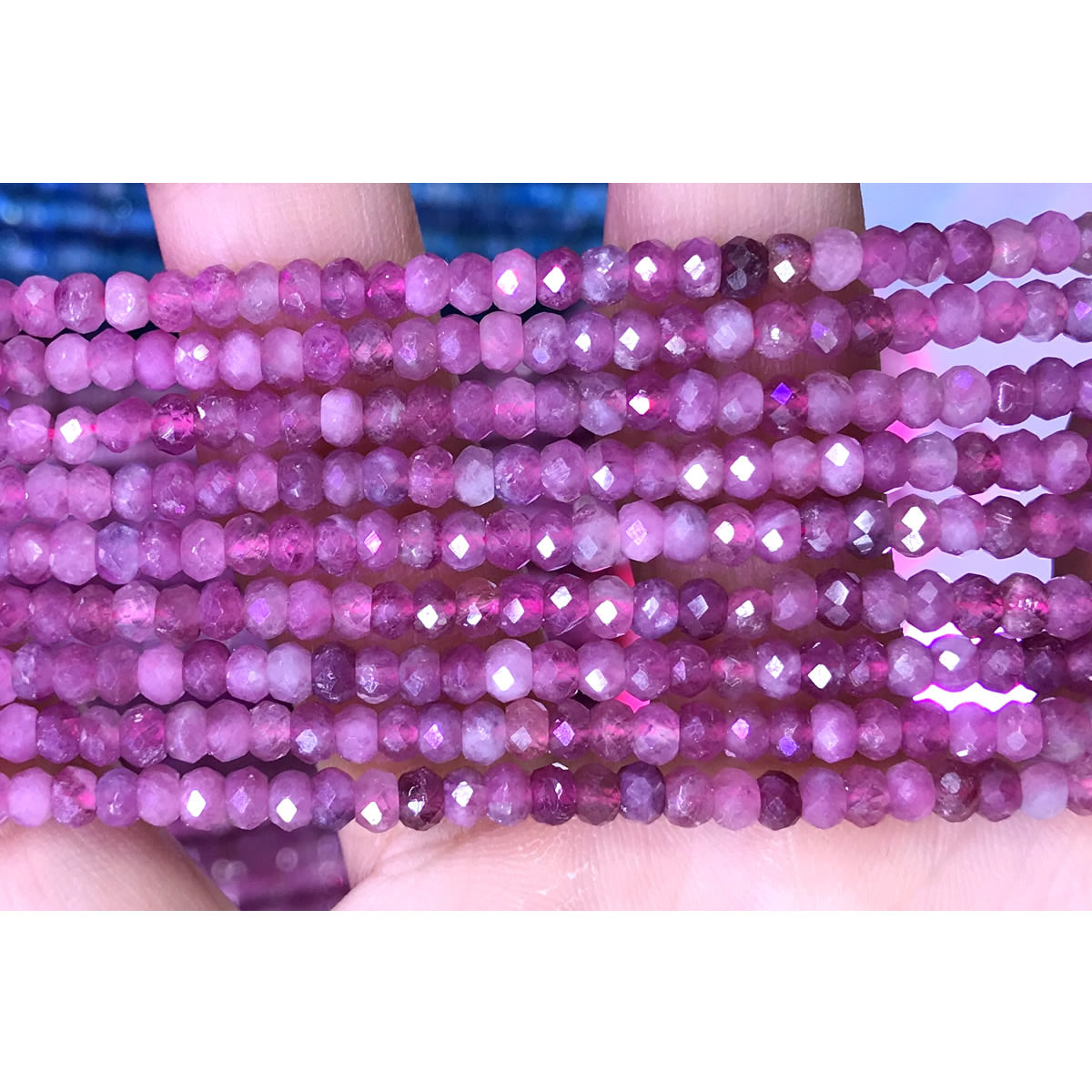 CRB48 Pink Tourmaline Beads Faceted Rondelle 2.5x4mm 15" Strand