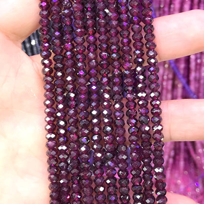 CRB49 Red Garnet Beads Faceted Rondelle 2.5x4mm 15" Strand