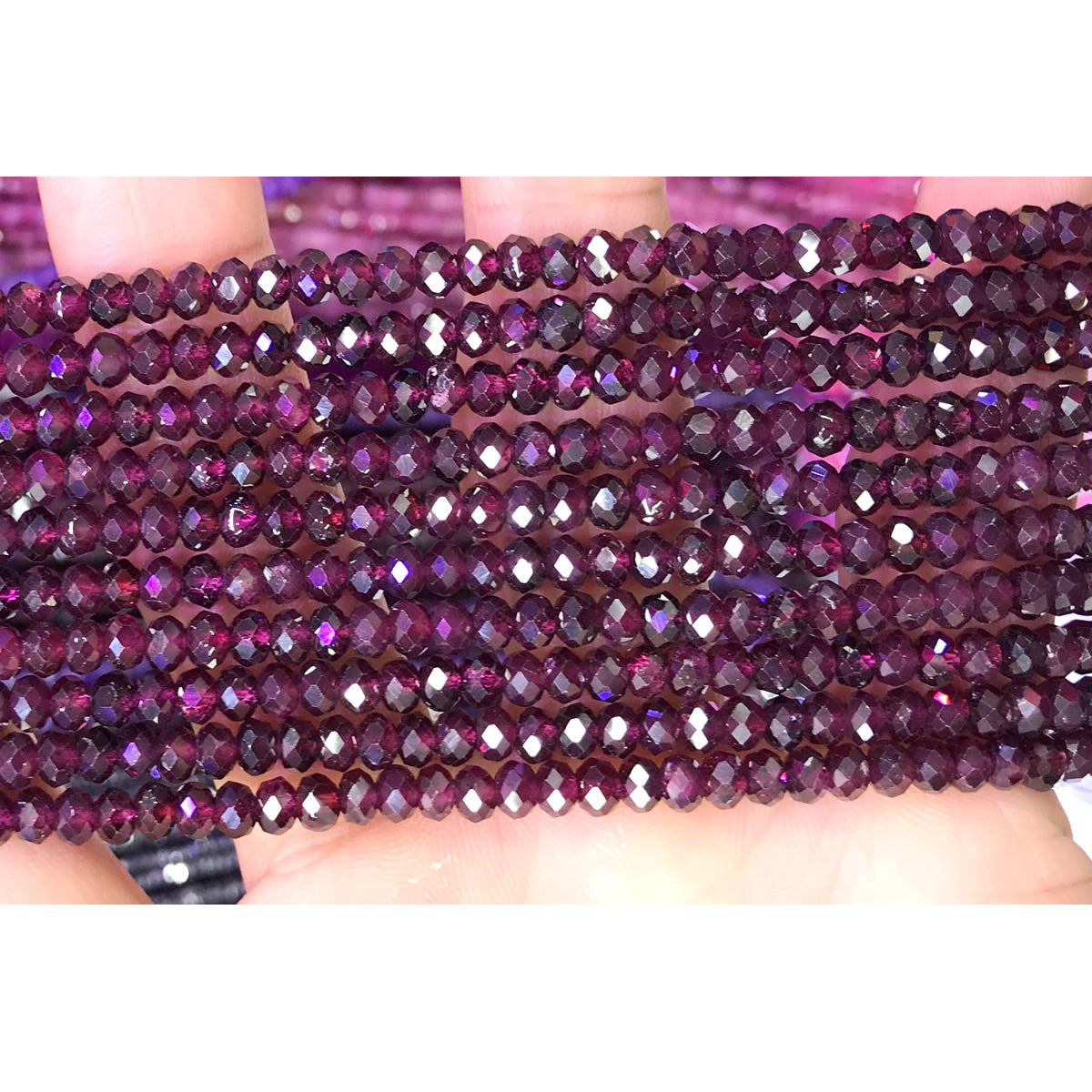 CRB49 Red Garnet Beads Faceted Rondelle 2.5x4mm 15" Strand