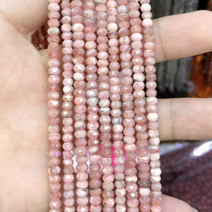 CRB50 Rhodochrosite Beads Faceted Rondelle 2.5x4mm 15" Strand