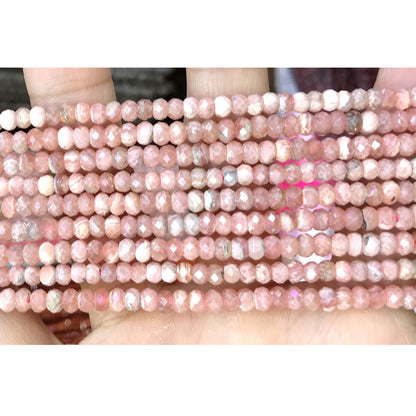 CRB50 Rhodochrosite Beads Faceted Rondelle 2.5x4mm 15" Strand