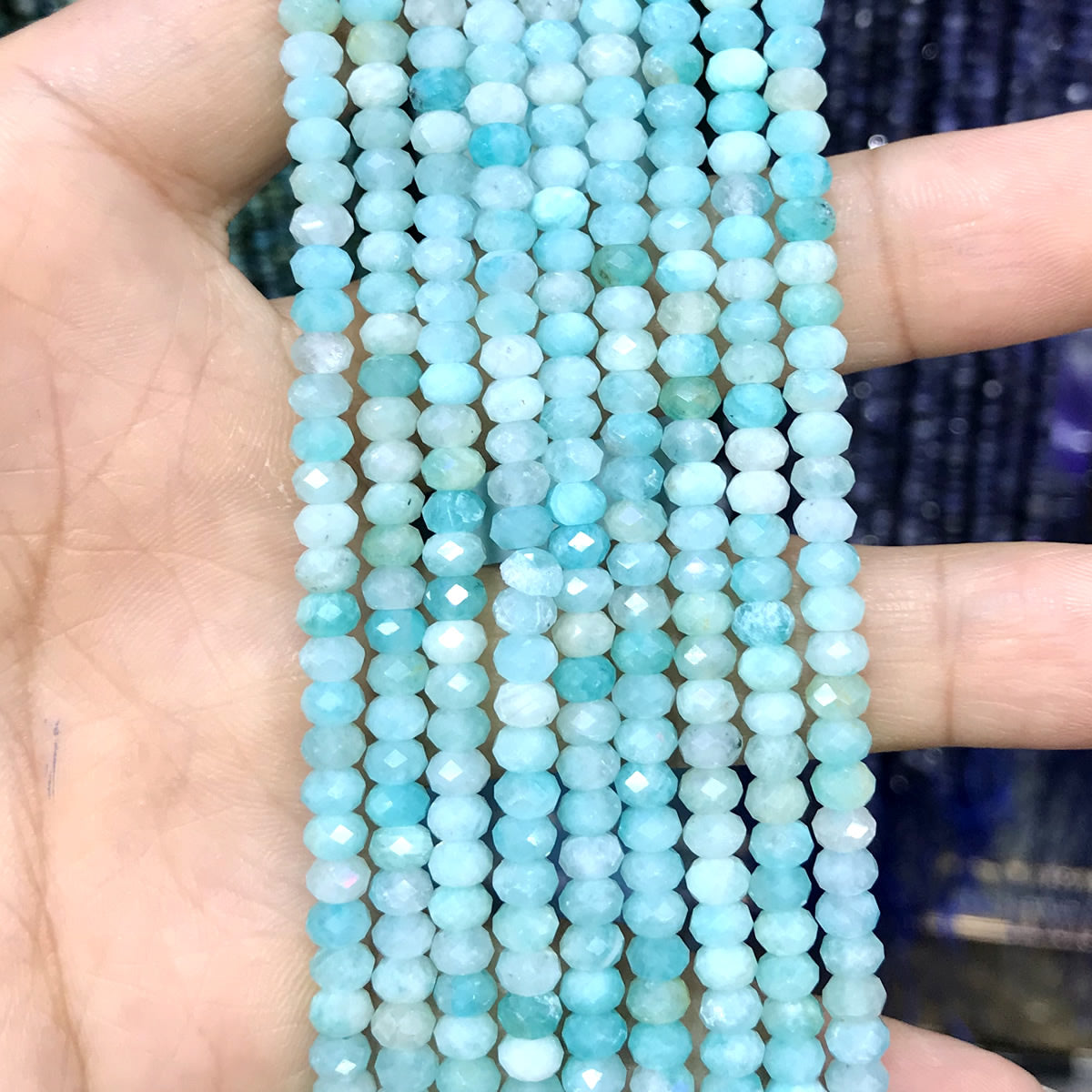 CRB53 Amazonite Gemstone Beads Faceted Rondelle 2.5x4mm 15" Strand