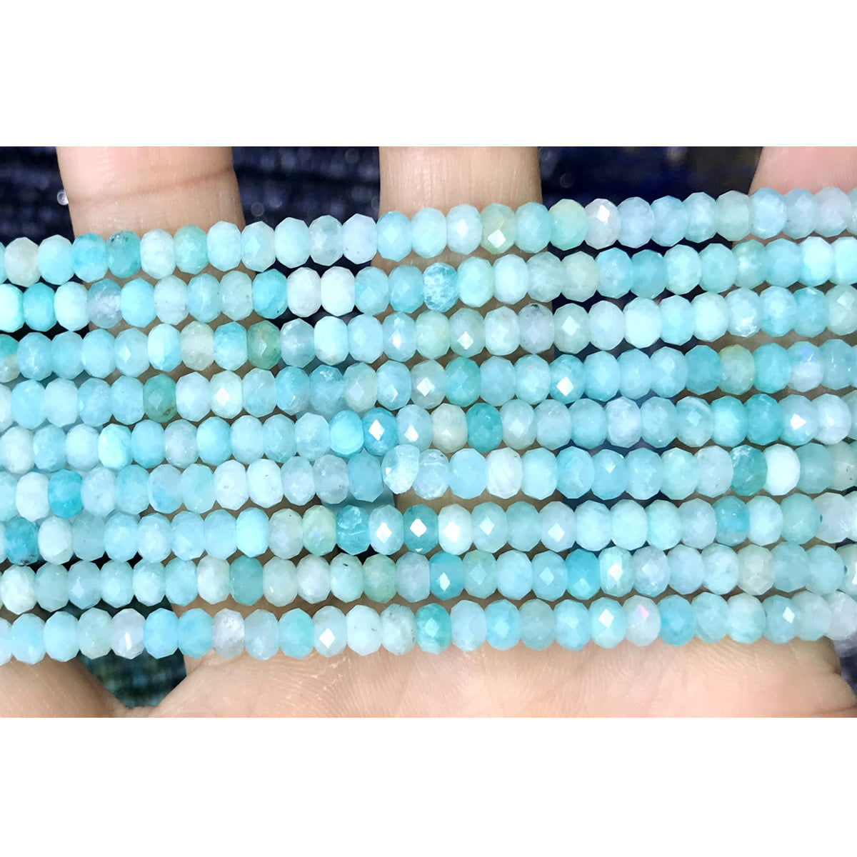 CRB53 Amazonite Gemstone Beads Faceted Rondelle 2.5x4mm 15" Strand