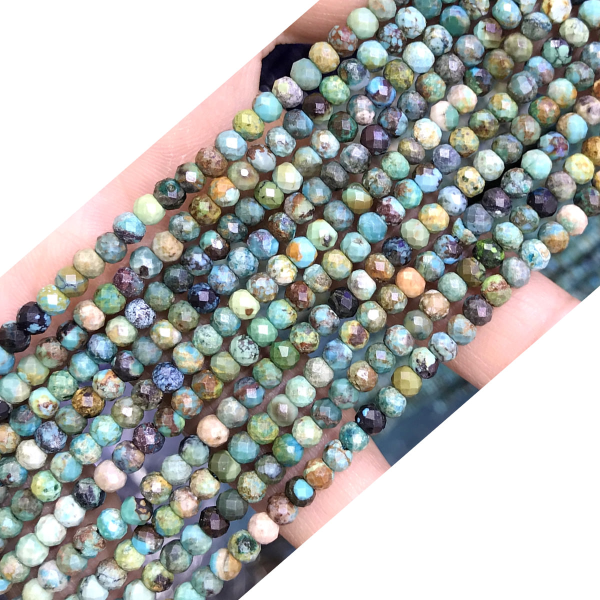 CRB54 Turquoise Beads Faceted Rondelle 2.5x4mm 15" Strand