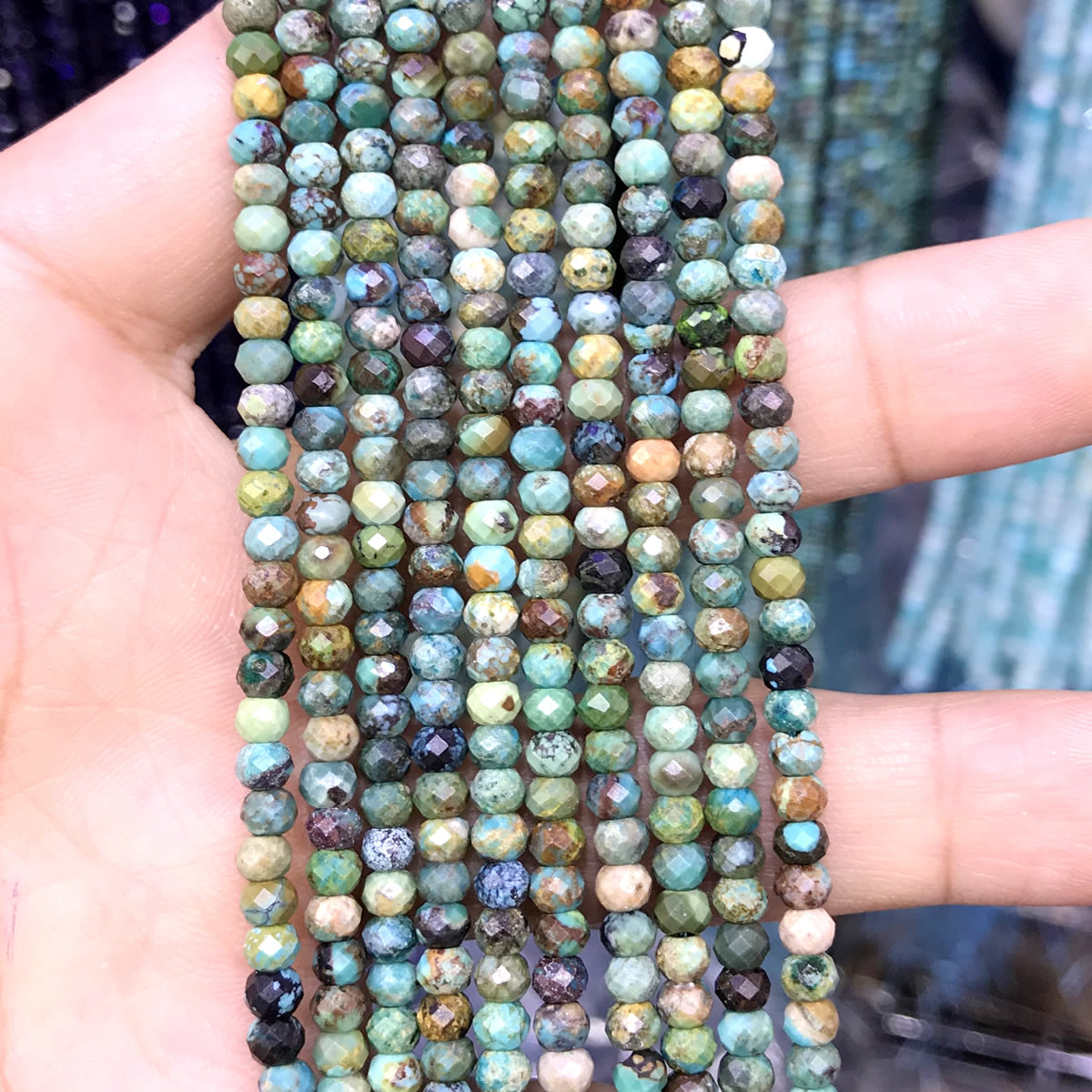 CRB54 Turquoise Beads Faceted Rondelle 2.5x4mm 15" Strand