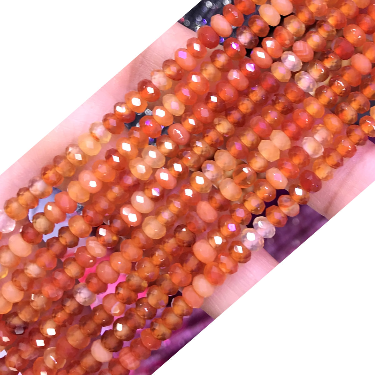 CRB56 Red Agate Beads Faceted Rondelle 2.5x4mm 15" Strand