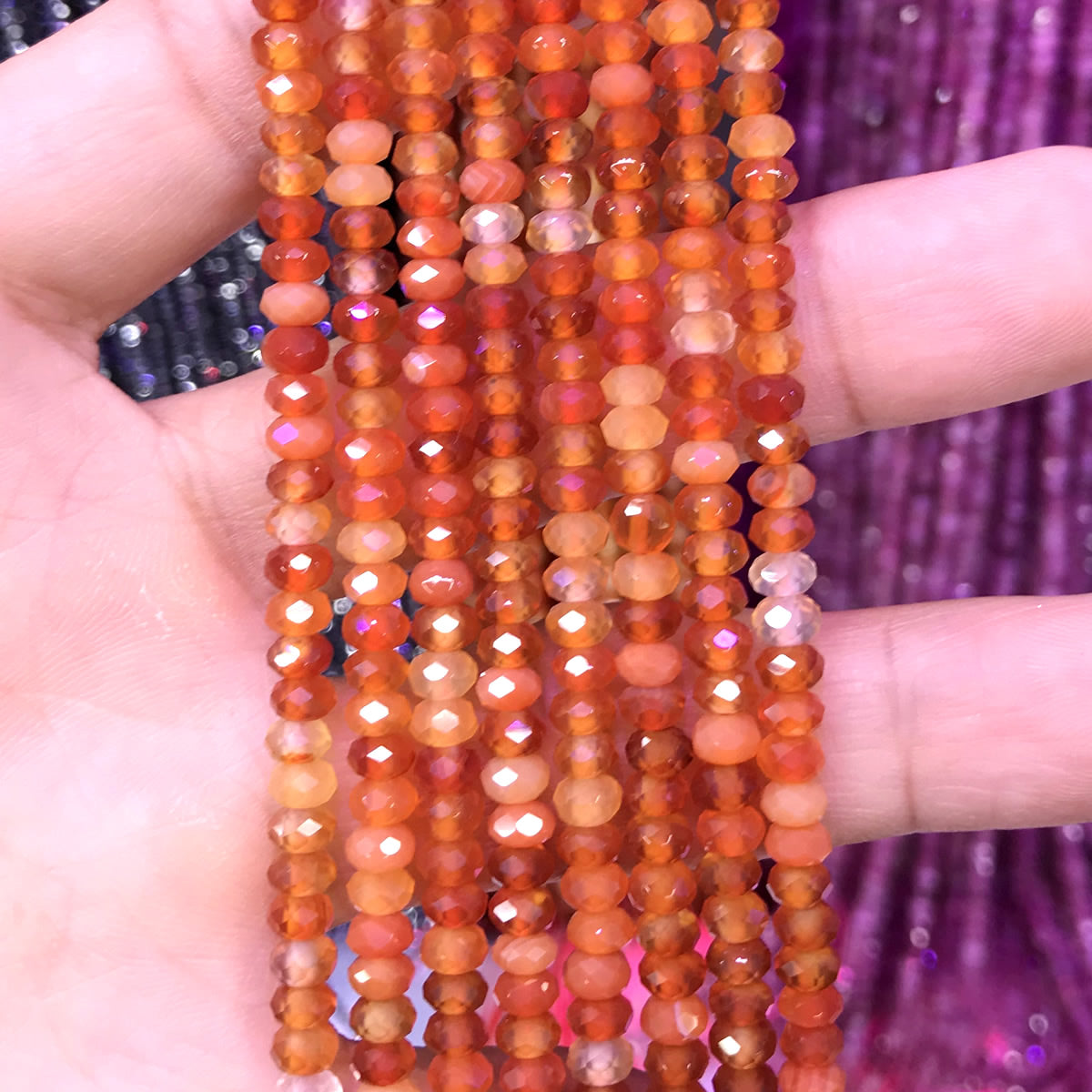 CRB56 Red Agate Beads Faceted Rondelle 2.5x4mm 15" Strand