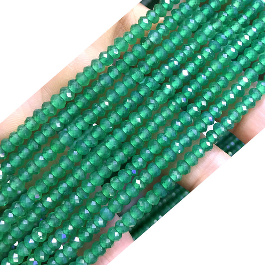 CRB57 Green Agate Beads Faceted Rondelle 2.5x4mm 15" Strand