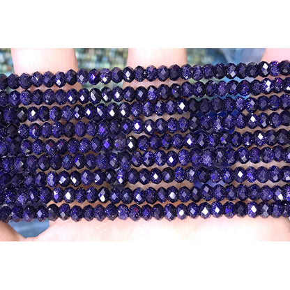 CRB58 Blue Goldstone Beads Faceted Rondelle 2.5x4mm 15" Strand