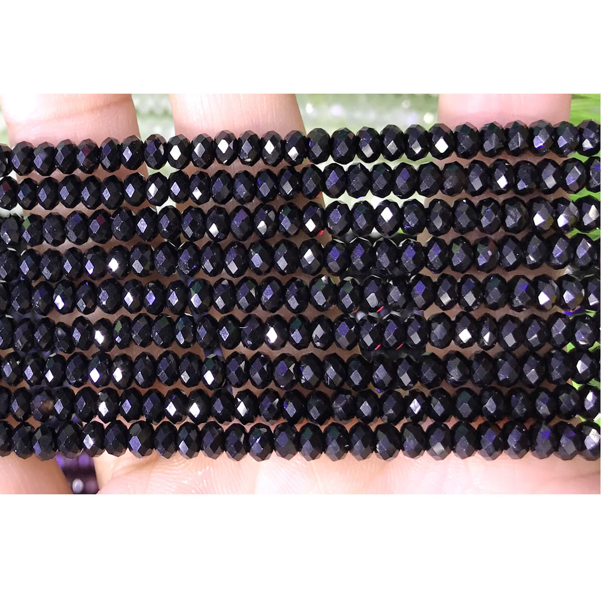 CRB59 Black Spinel Beads Faceted Rondelle 2.5x4mm 15" Strand