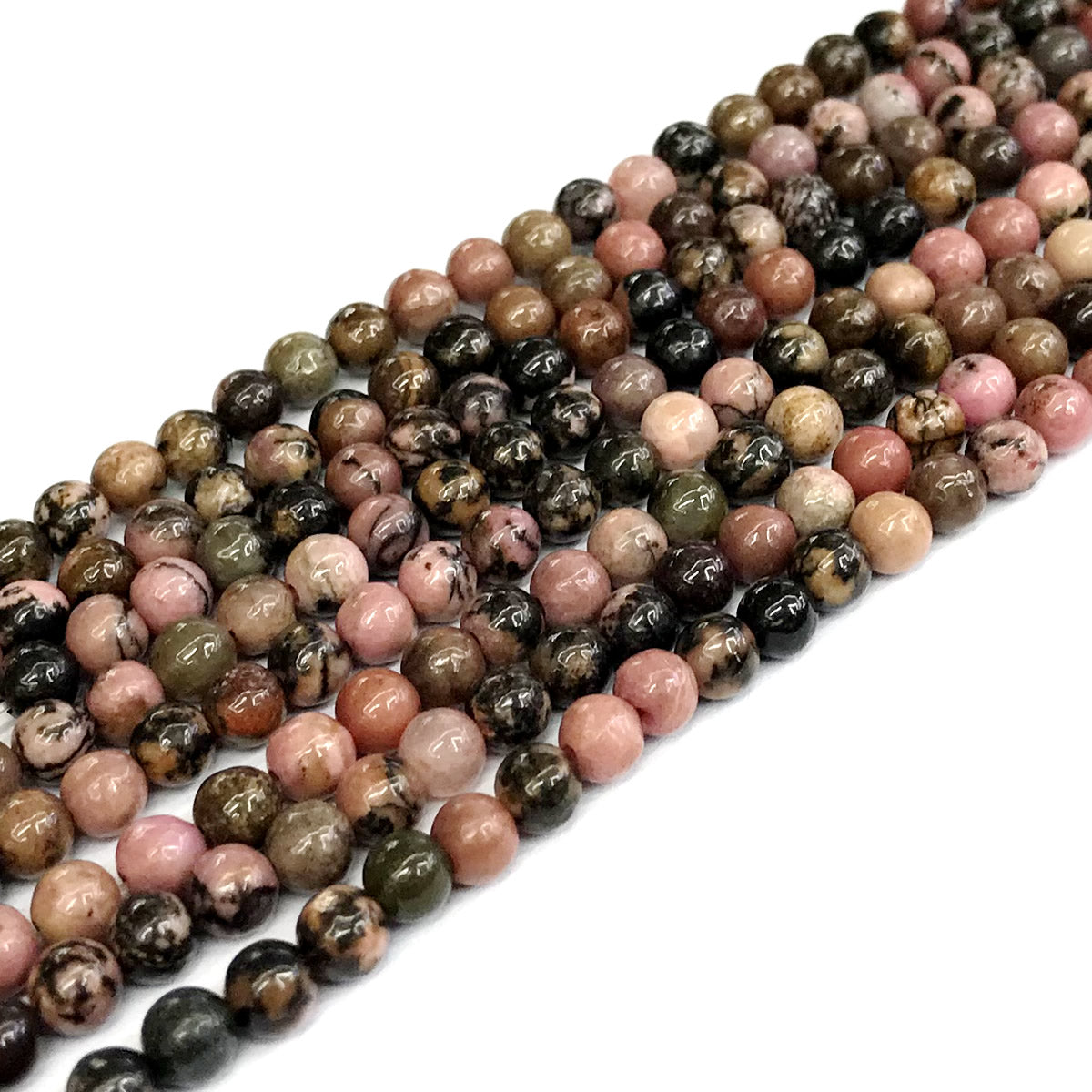 CRD17 Rhodonite Gemstone Beads Smooth Round 4mm 15" Strand