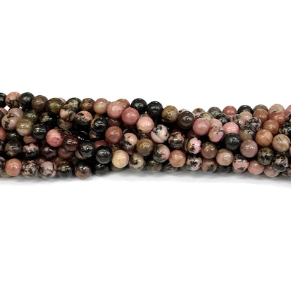 CRD17 Rhodonite Gemstone Beads Smooth Round 4mm 15" Strand