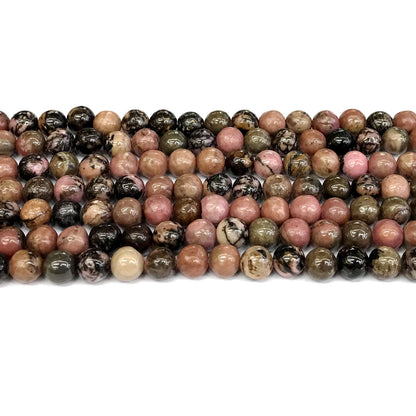 CRD18 Rhodonite Gemstone Beads Smooth Round 6mm 15" Strand