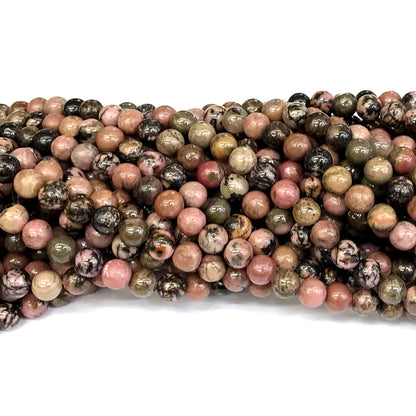 CRD18 Rhodonite Gemstone Beads Smooth Round 6mm 15" Strand