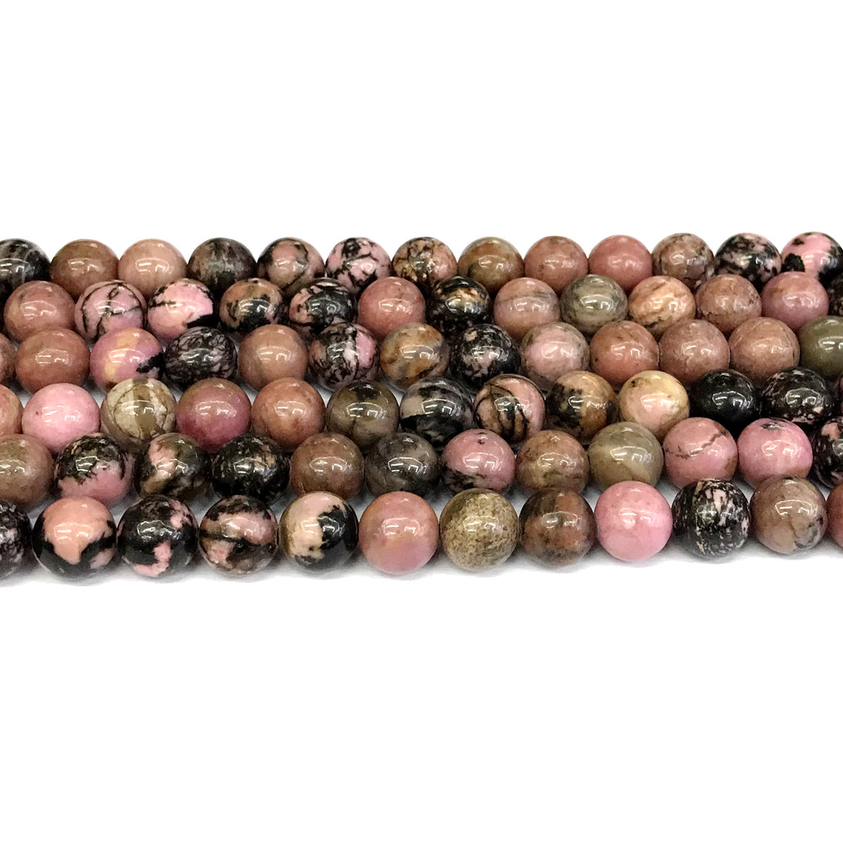 CRD19 Rhodonite Gemstone Beads Smooth Round 8mm 15" Strand