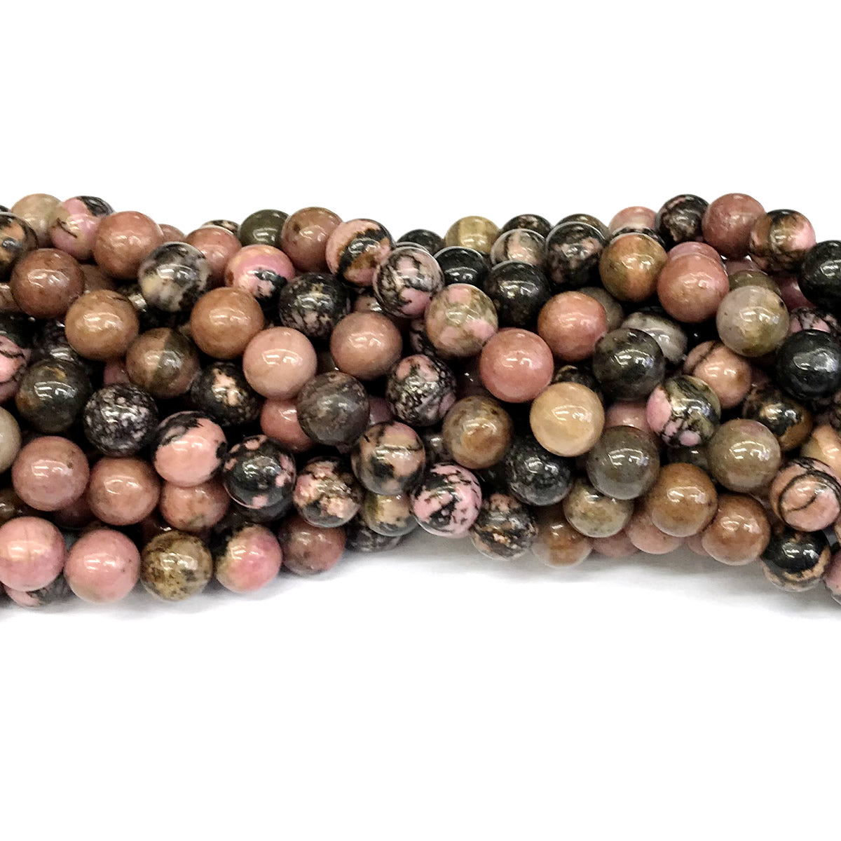 CRD19 Rhodonite Gemstone Beads Smooth Round 8mm 15" Strand