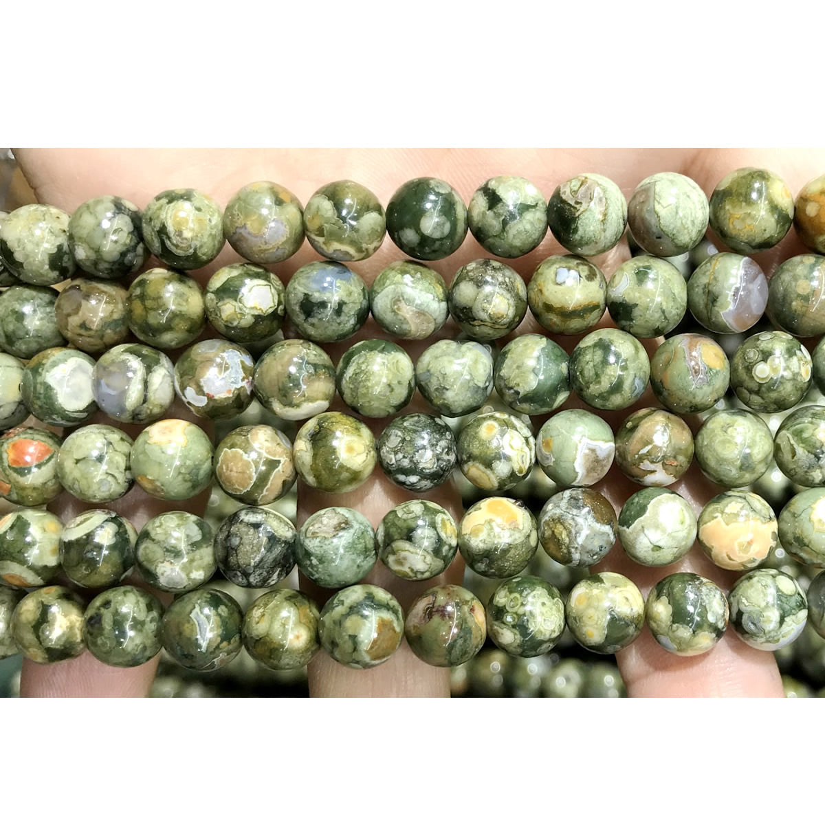 CRH11 Rhyolite Gemstone Beads Smooth Round 8mm 15" Strand