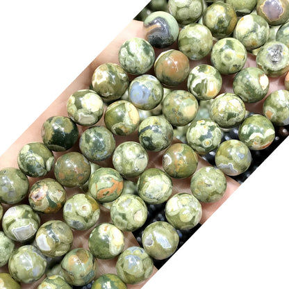 CRH12 Rhyolite Gemstone Beads Smooth Round 10mm 15" Strand