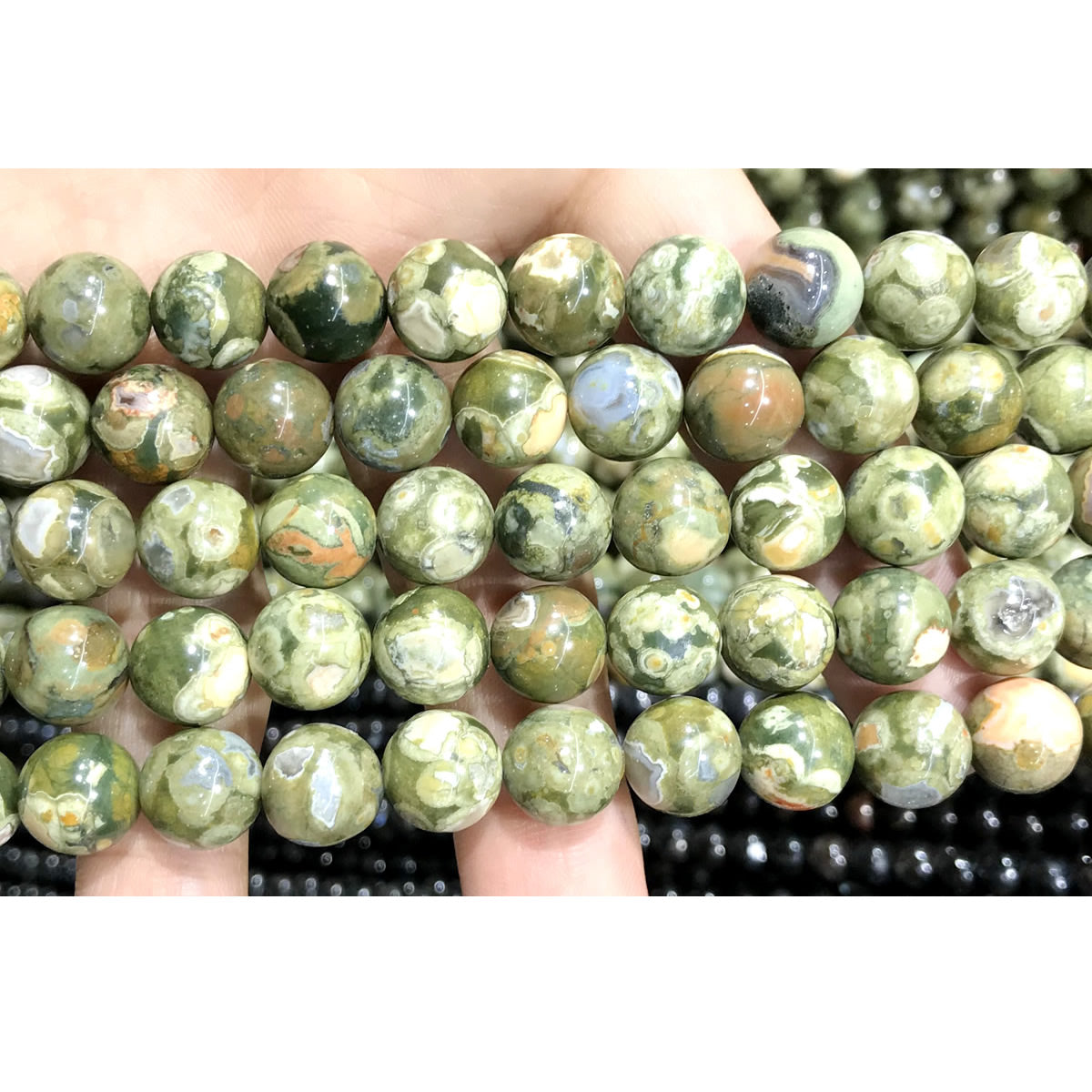 CRH12 Rhyolite Gemstone Beads Smooth Round 10mm 15" Strand