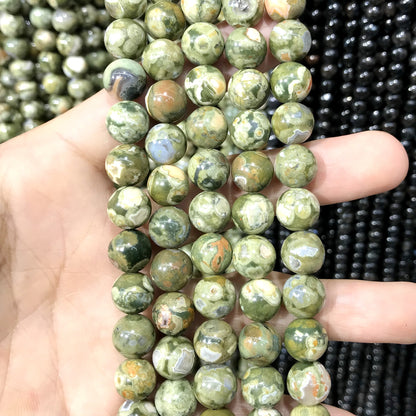 CRH12 Rhyolite Gemstone Beads Smooth Round 10mm 15" Strand